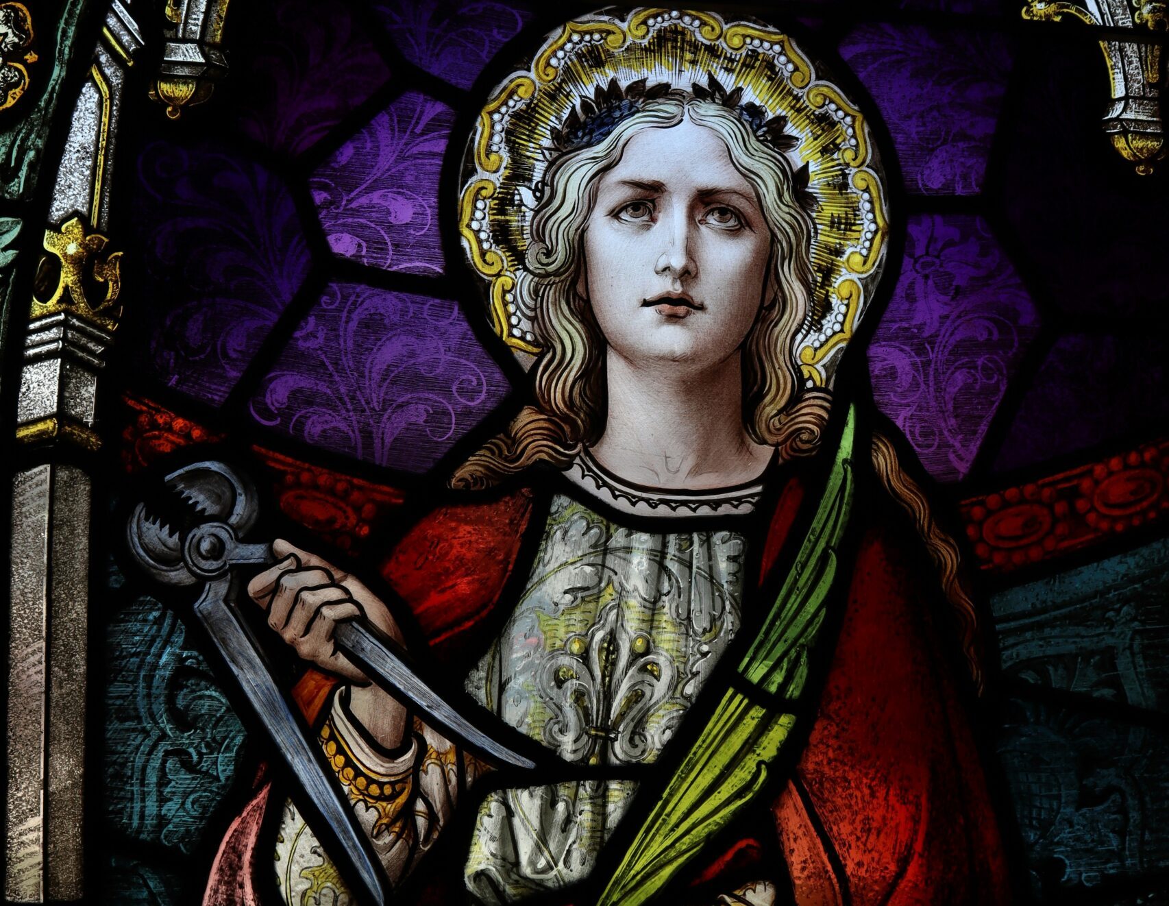 catholic saint agatha of sicily stained glass image